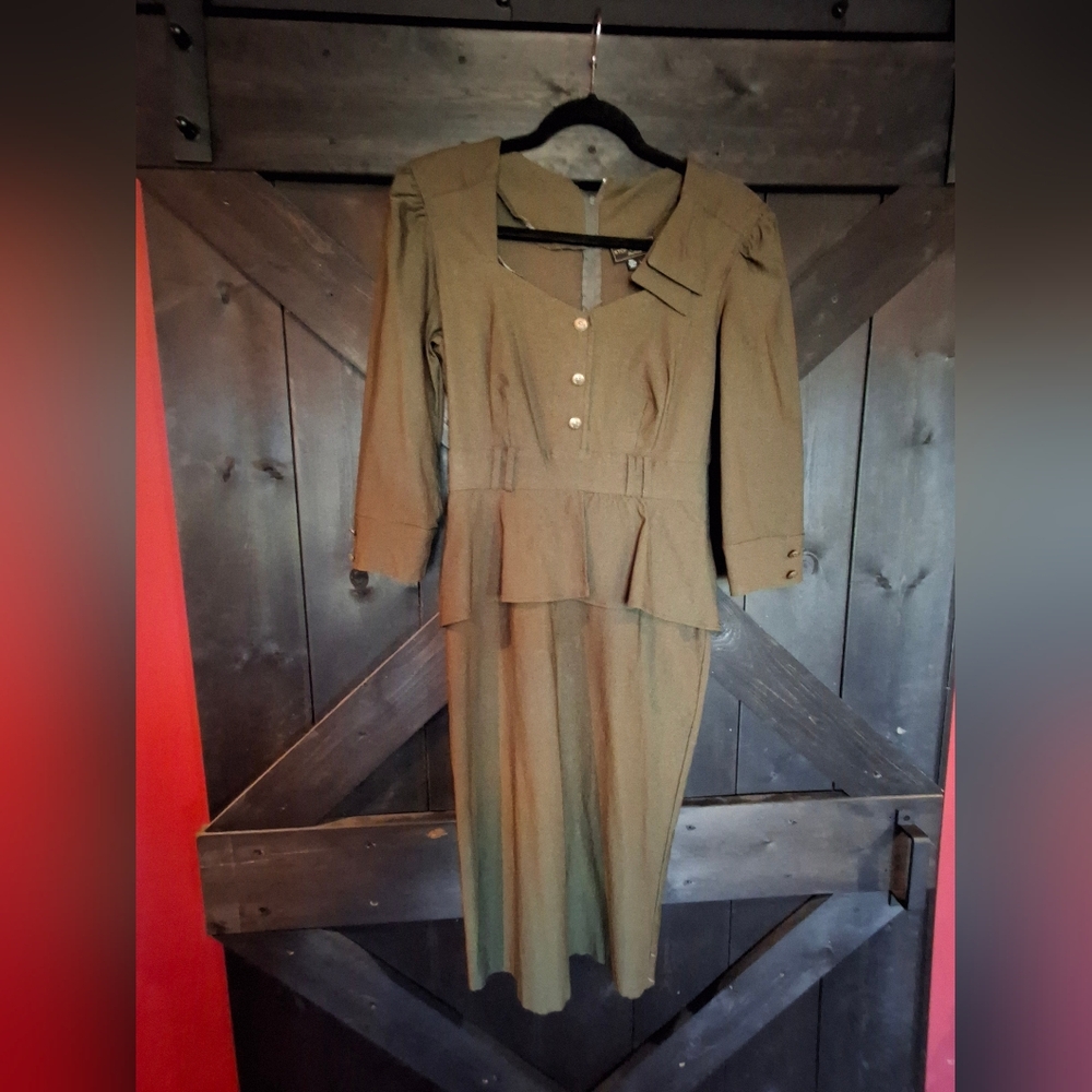 Stop Staring Alicia Estrada Olive Green Cadet Dress XL - Picture 6 of 6